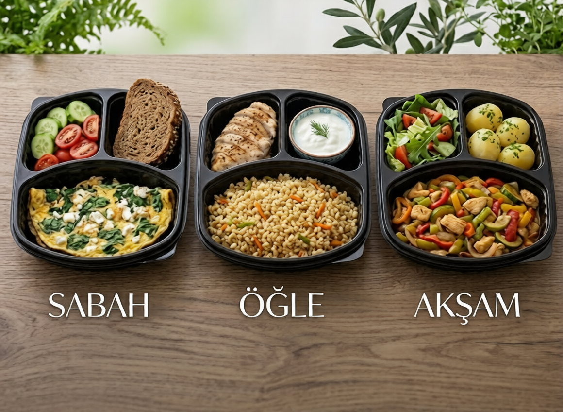 Menü 1 — dengeli sabah, öğle ve akşam öğünleri